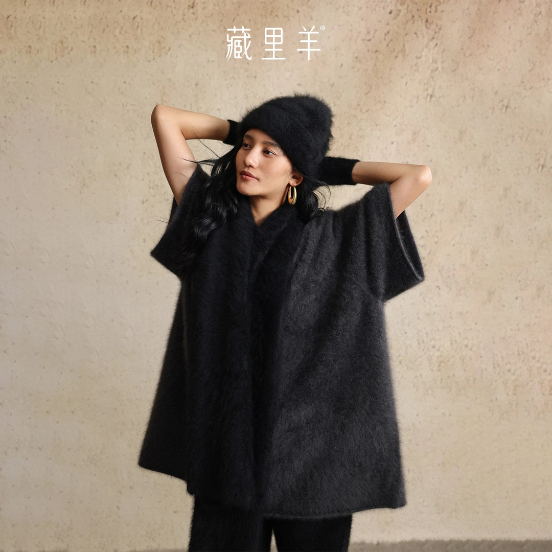藏里羊【北美小动物毛毛】“苏黎少女”设计款松弛慵懒短袖上衣M1801