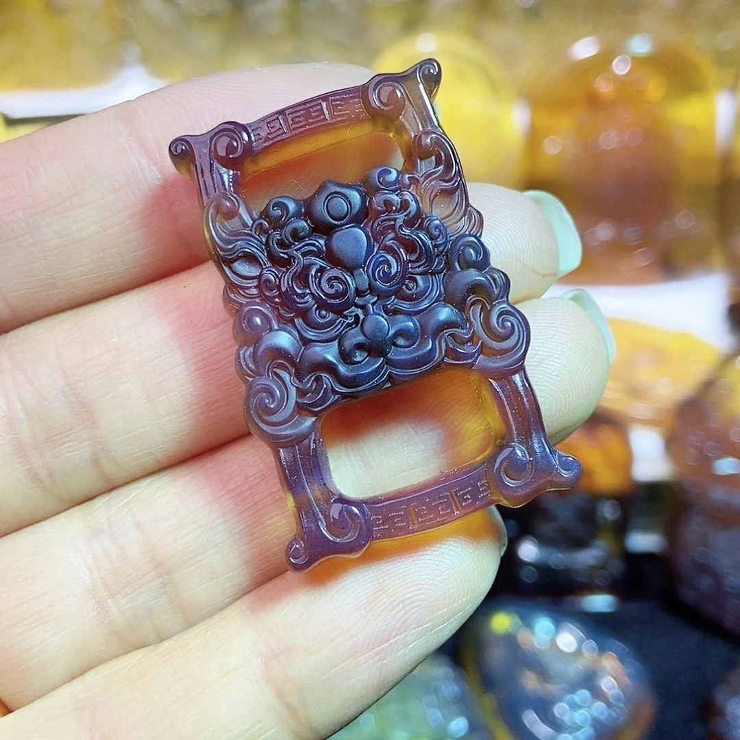 琥珀颈饰未镶嵌经书扣49