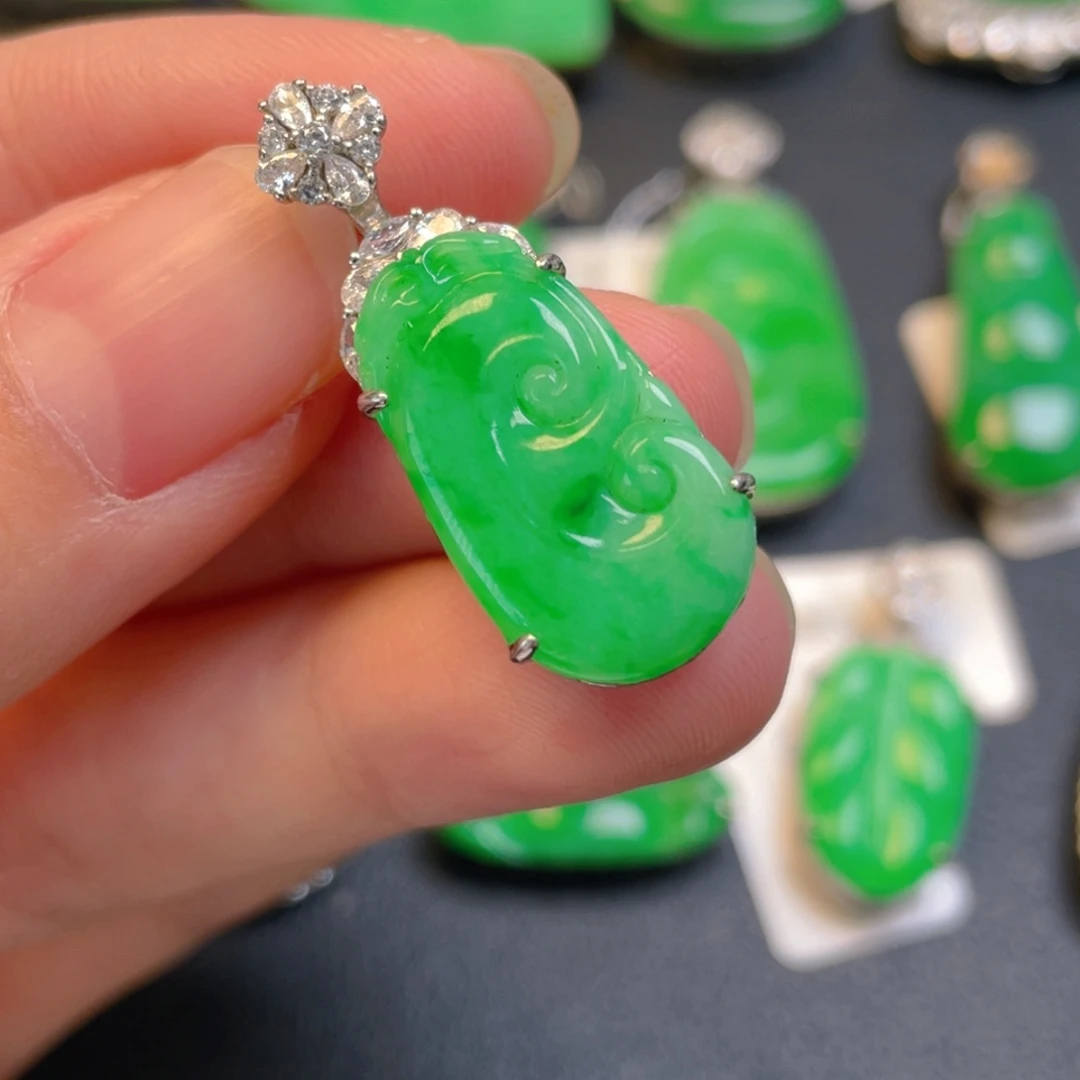 翡翠银S925镶嵌吊坠(不含链)