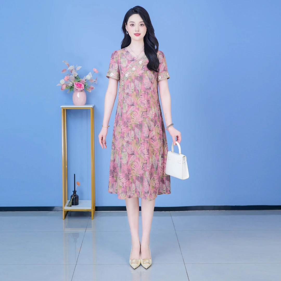 【SJYH2197】2025年夏季新款时尚优雅减龄连衣裙显瘦气质