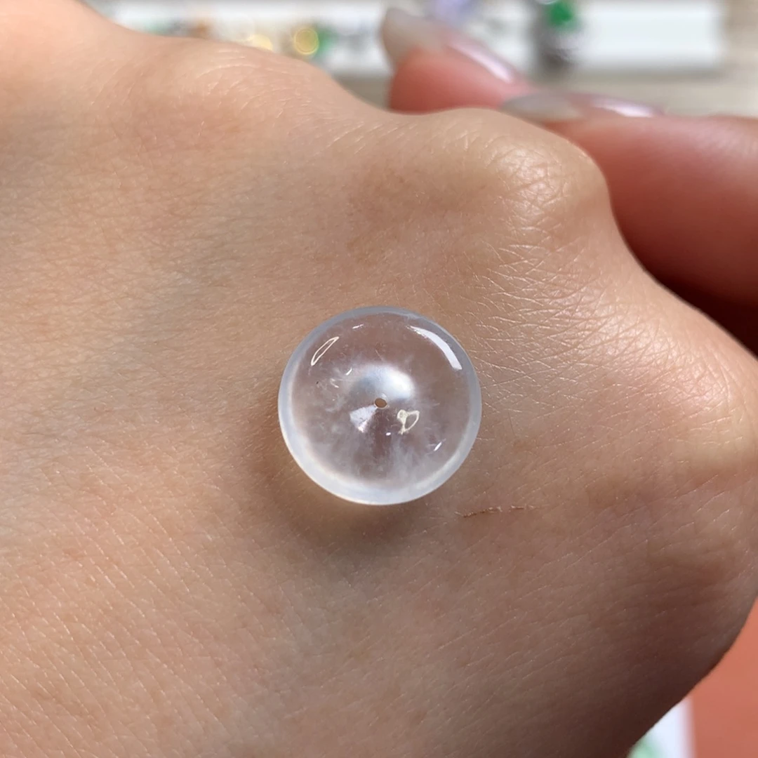 翡翠未镶嵌颈饰白冰玻璃飘棉平安扣