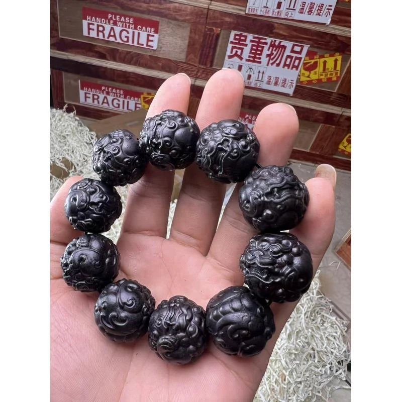 纯铜石英石手链 23C黑檀貔貅单圈手串