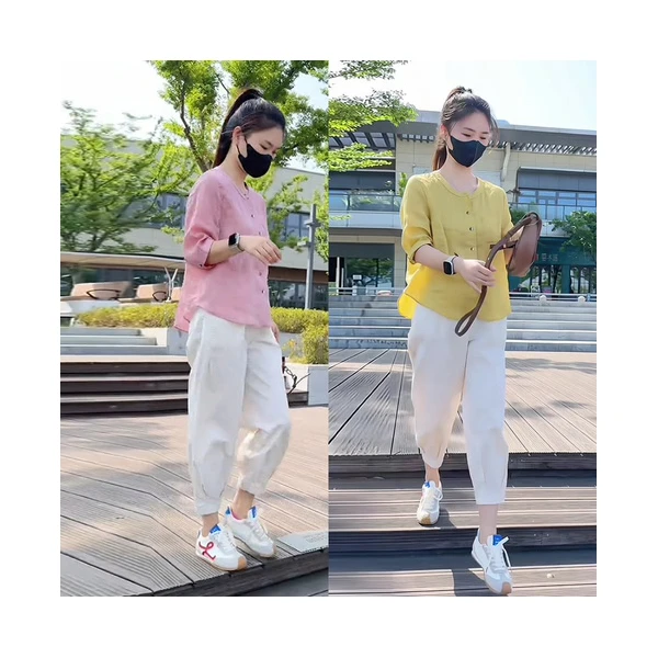 夏季一整套女装2025新款韩版减龄时尚气质中长袖衬衫休闲裤两件套