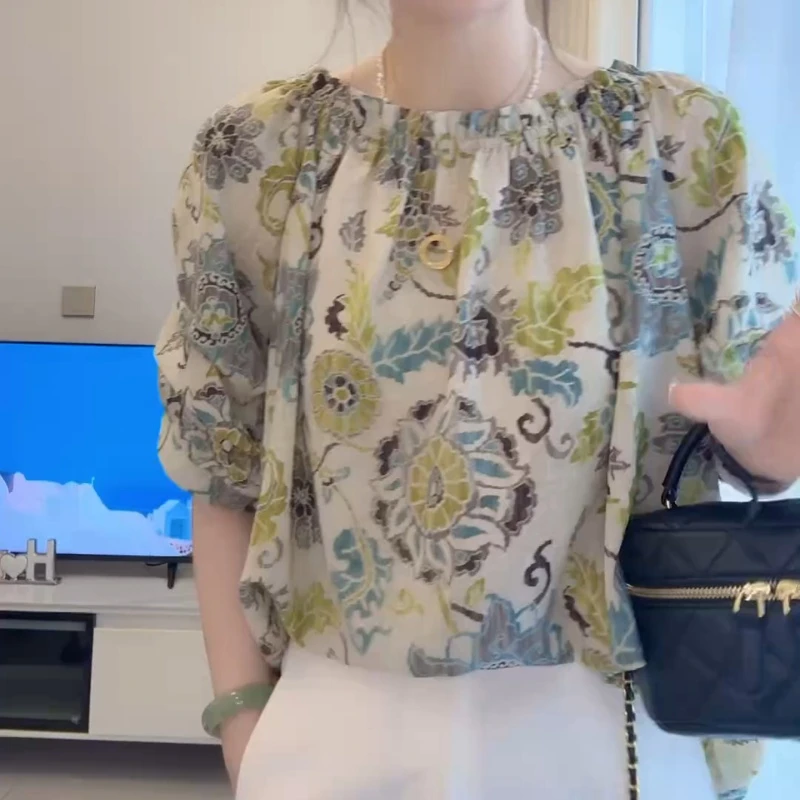 夏季新款洋气休闲百搭气质碎花时尚洋气减龄上衣LK2504327