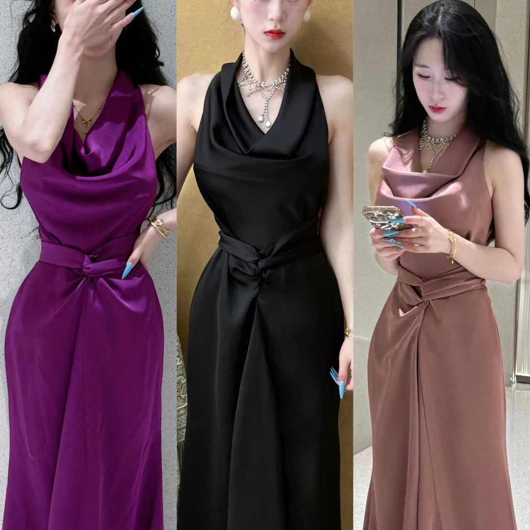 LHMknk1画报夫人原创自制御姐新中式缎面鱼尾连衣裙显瘦 赎罪合集