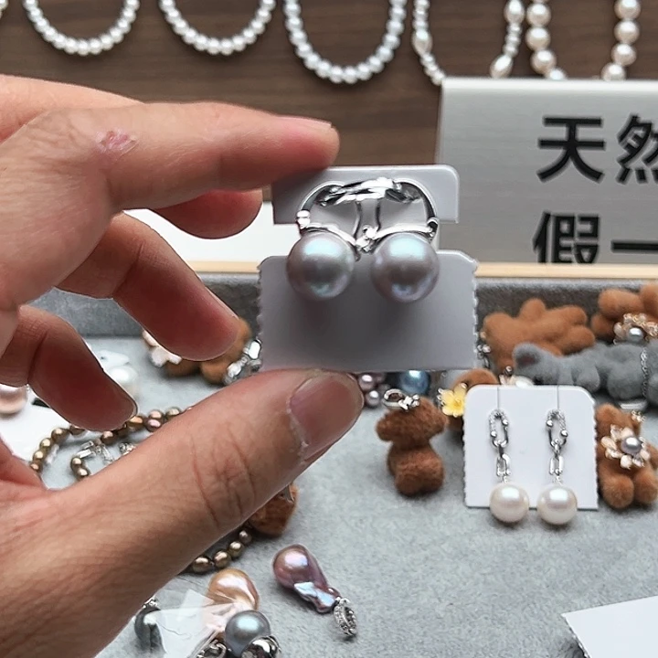 银S925镶嵌淡水珍珠耳饰
