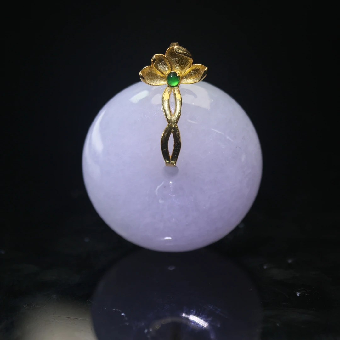 38天然缅甸翡翠A货18k金镶紫扣子/600874/上海嘉禾拍卖