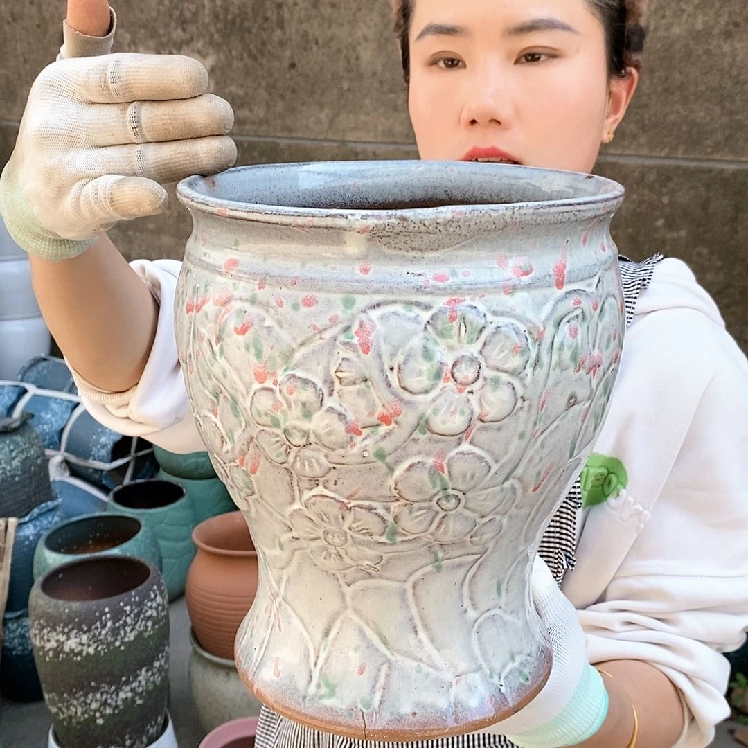 紫砂花盆瑕疵口20高24