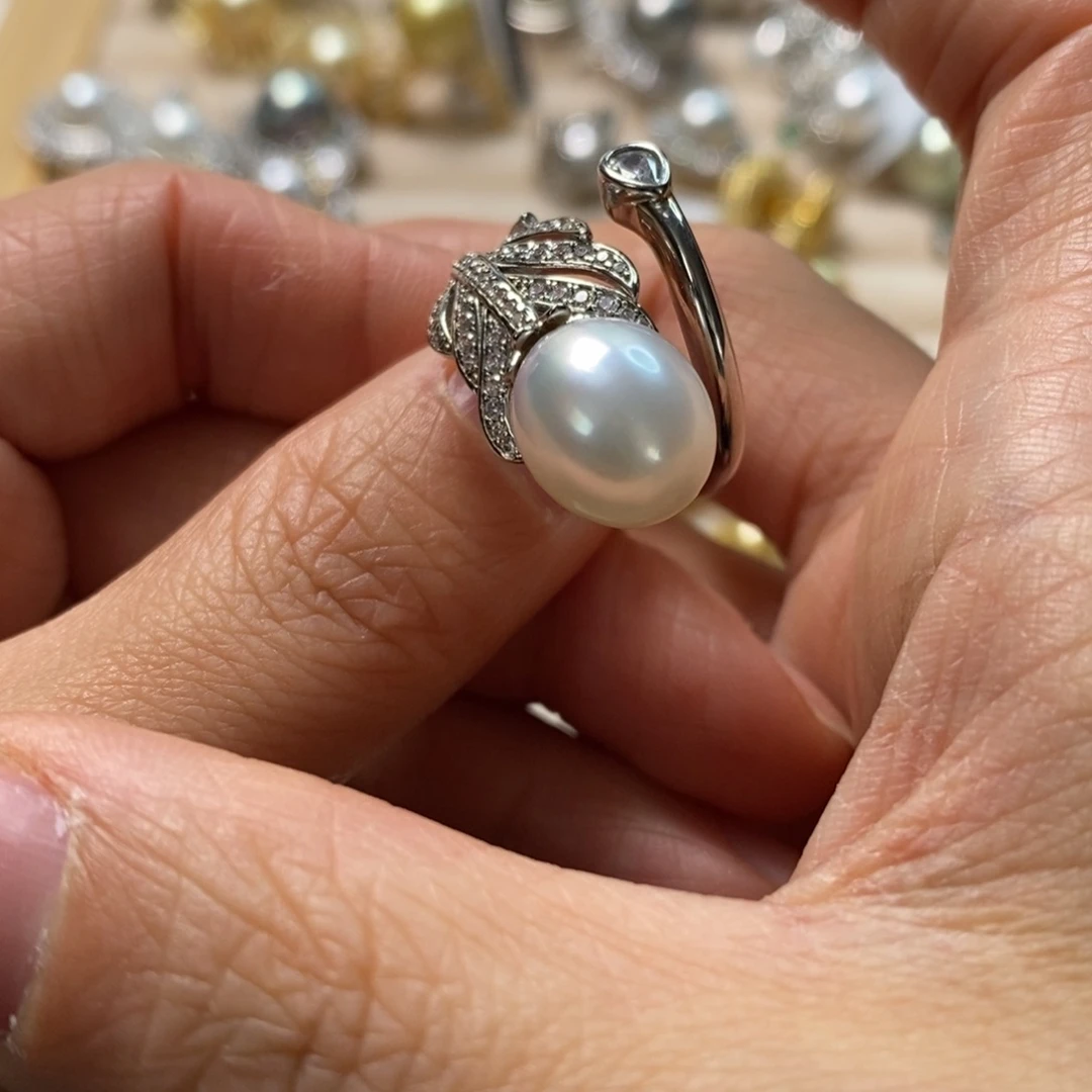 海水珍珠戒指银S925镶嵌