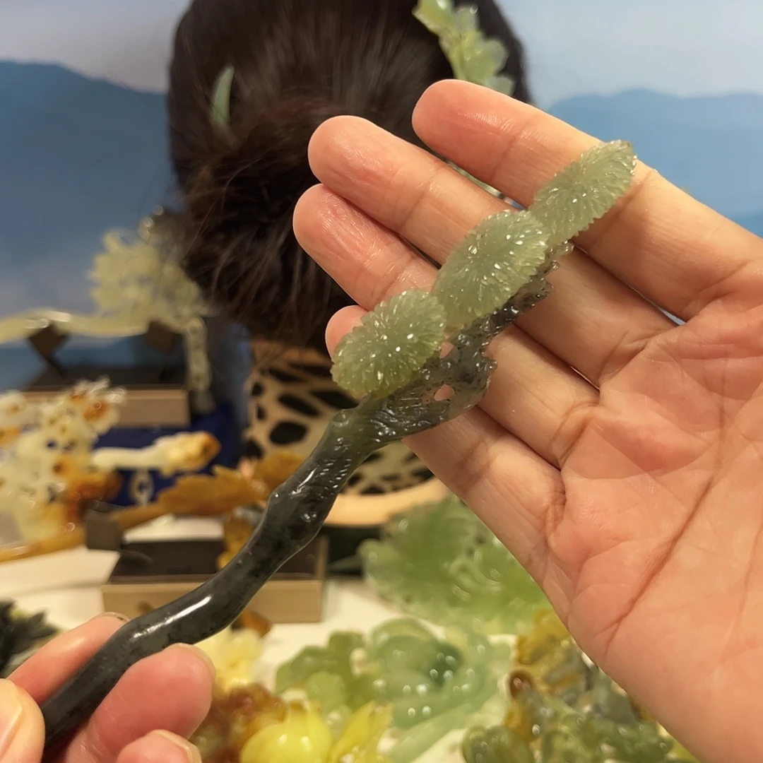 蛇纹石玉合金发饰