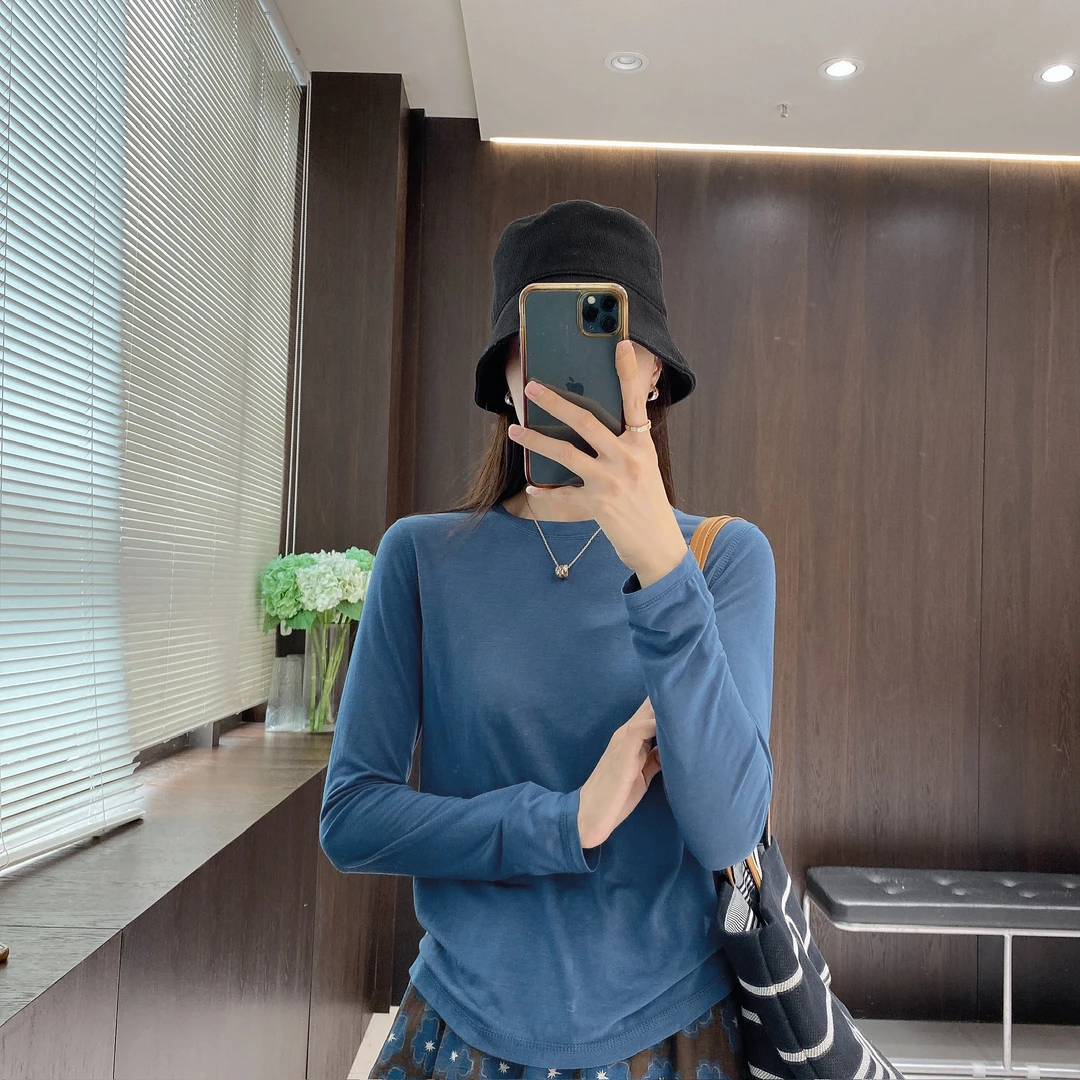 IMFLY金小金自制女装 莱赛尔T恤DYW9521韩系圆领薄款防晒长袖T恤