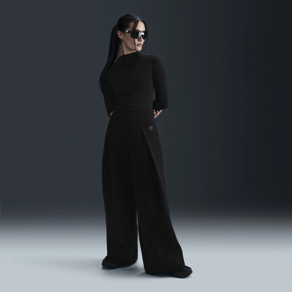 NIKE耐克2025女时尚阔腿裤NSW TCH FLC HR PLT针织长裤FV8053-010