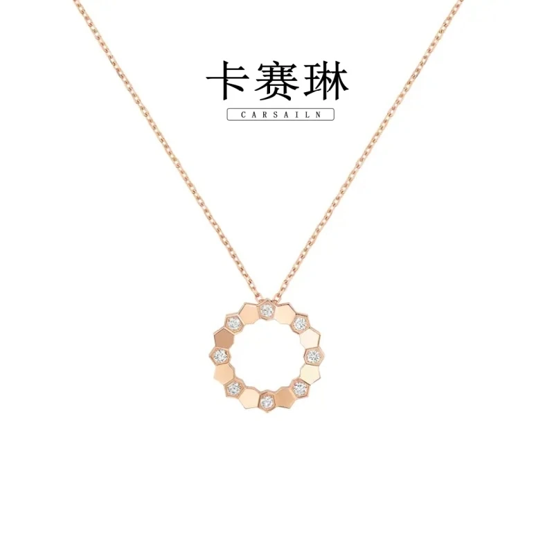 卡赛琳carsailn/ 镀K金  CNC精工 蜂巢气质百搭圆环项链 3444