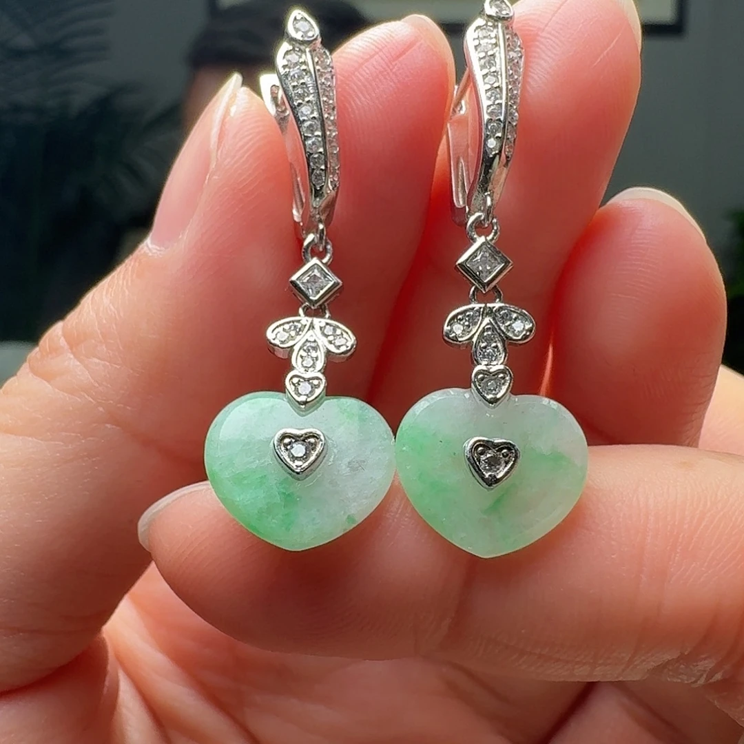 翡翠银S925镶嵌耳饰多样性发货其一