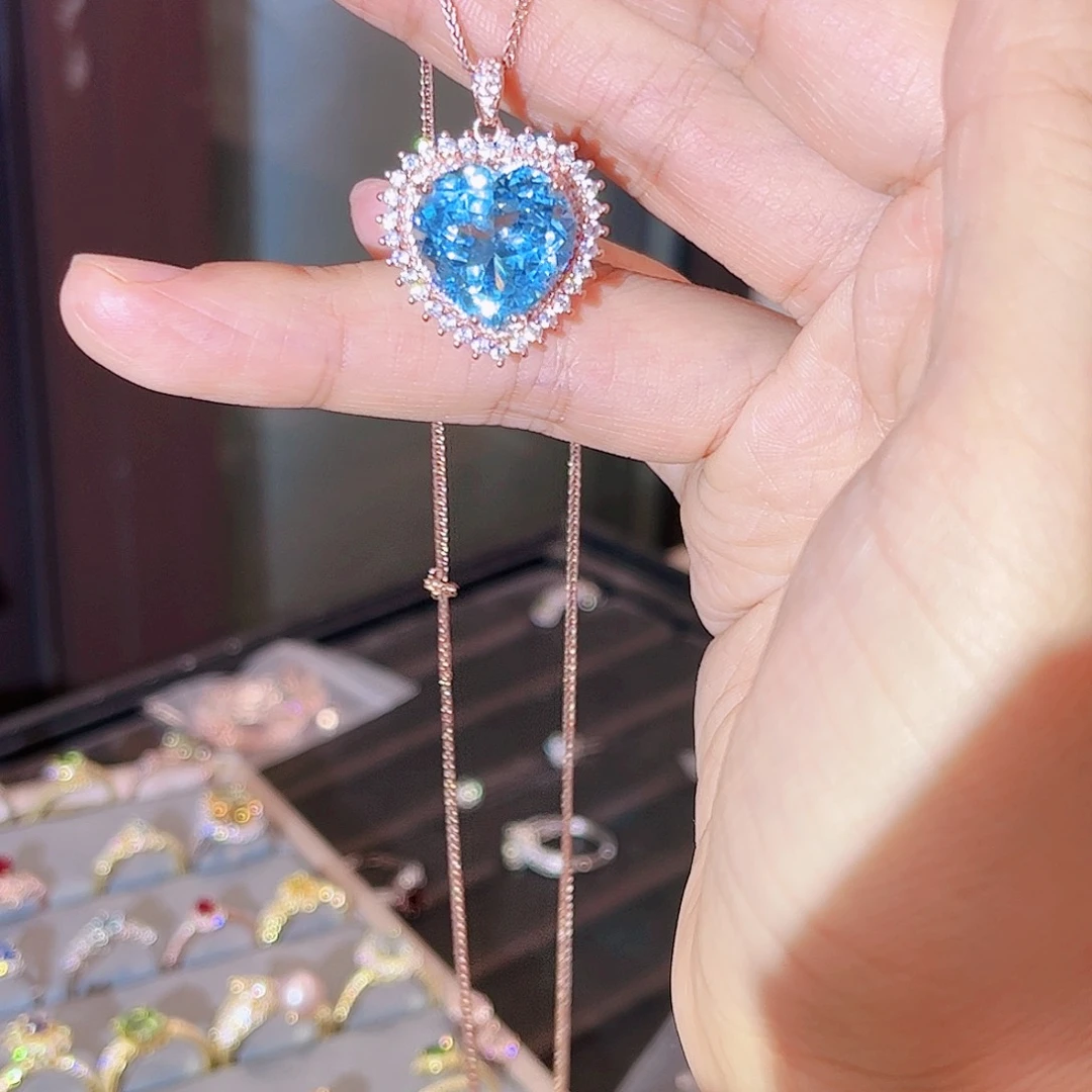 颈饰托帕石银S925镶嵌