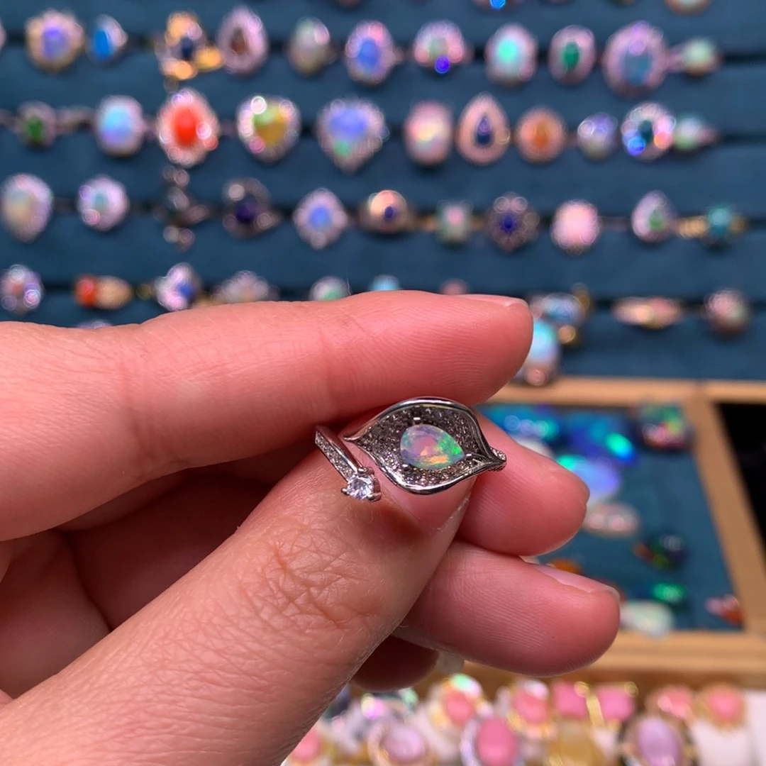 欧泊戒指款式银S925镶嵌