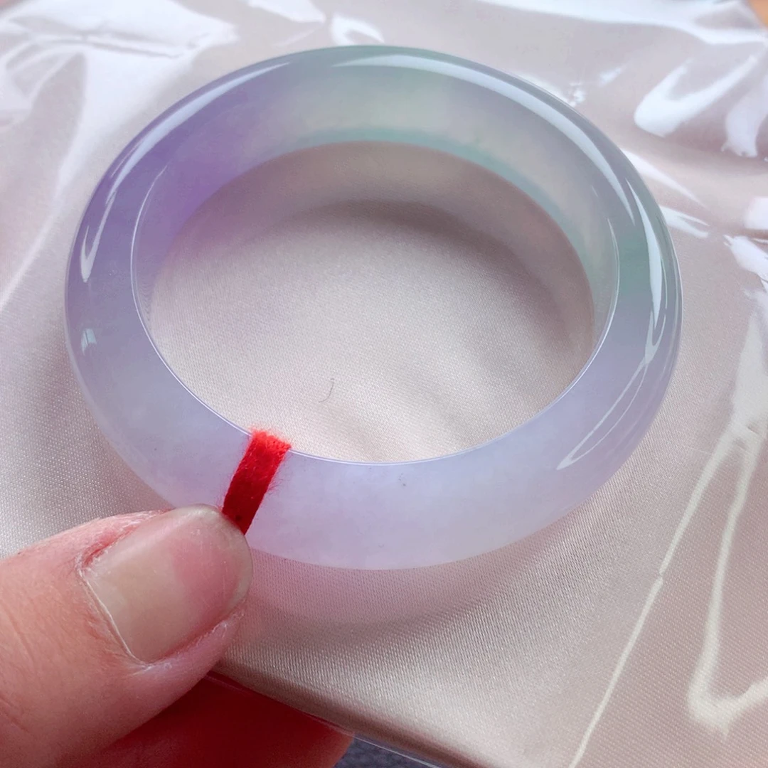 翡翠未镶嵌手镯师妹54艳色冰春彩不失色（11号）