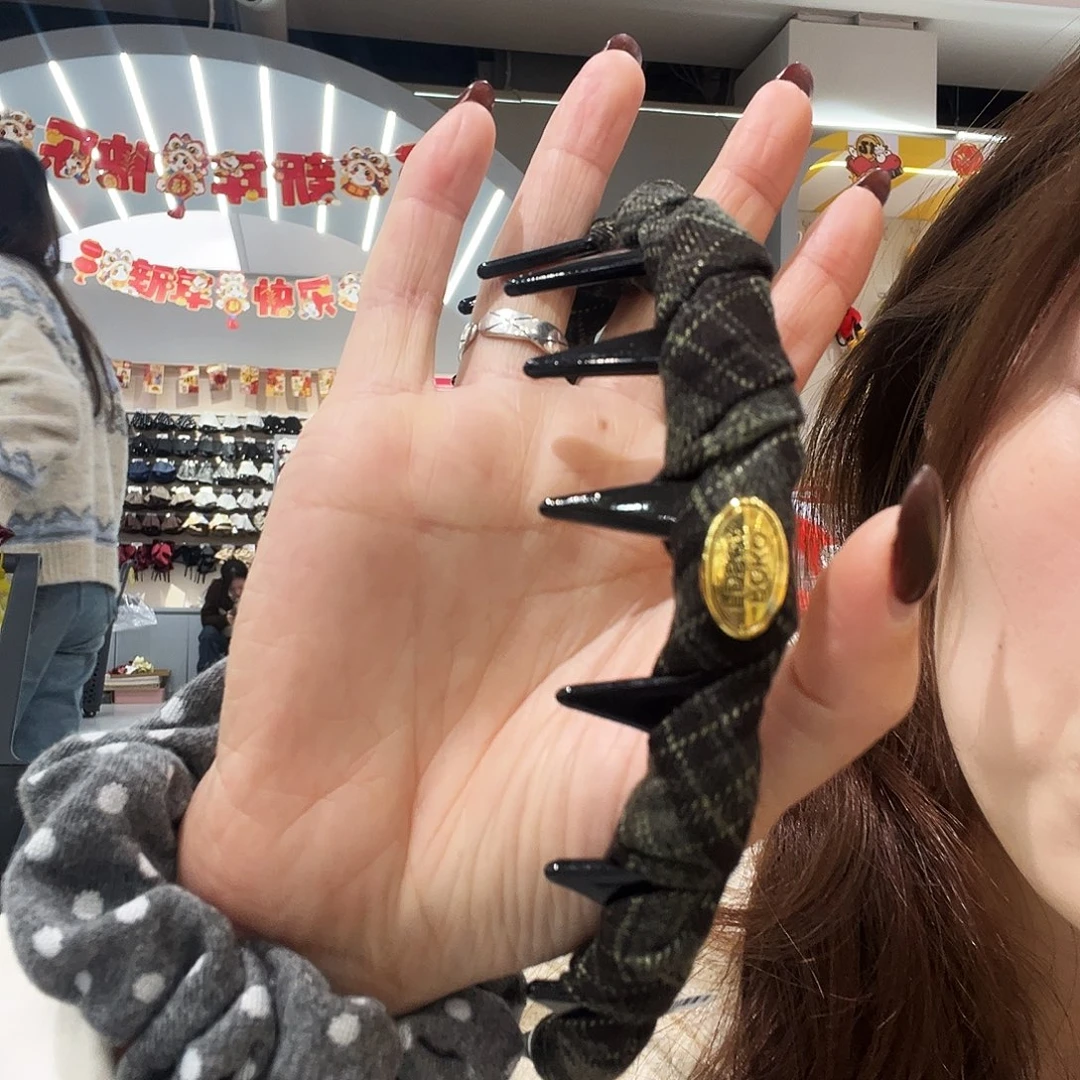 布艺非金属绿格子发箍