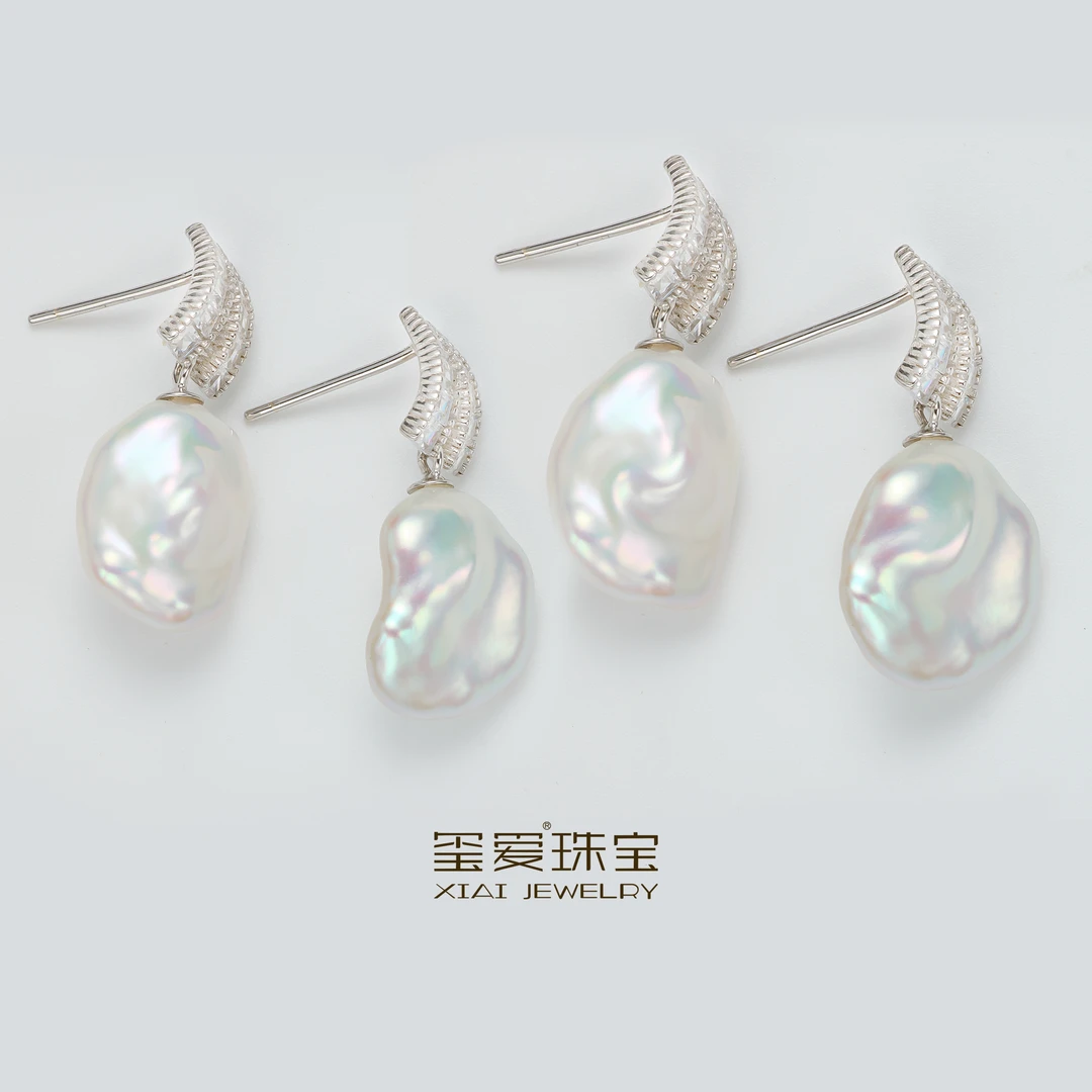 【玺爱门门】MM-31330 淡水珍珠keshi耳钉 10-15mm（多样性发一）