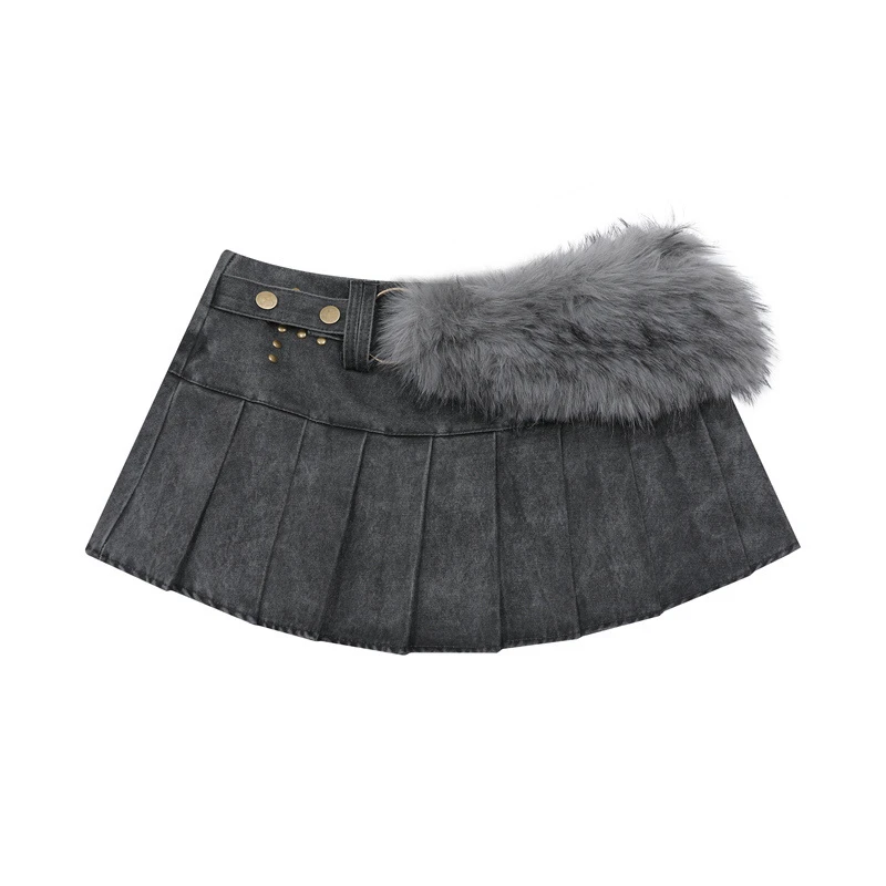 高腰常规欧美风秋冬纯色毛呢短裙半身裙
