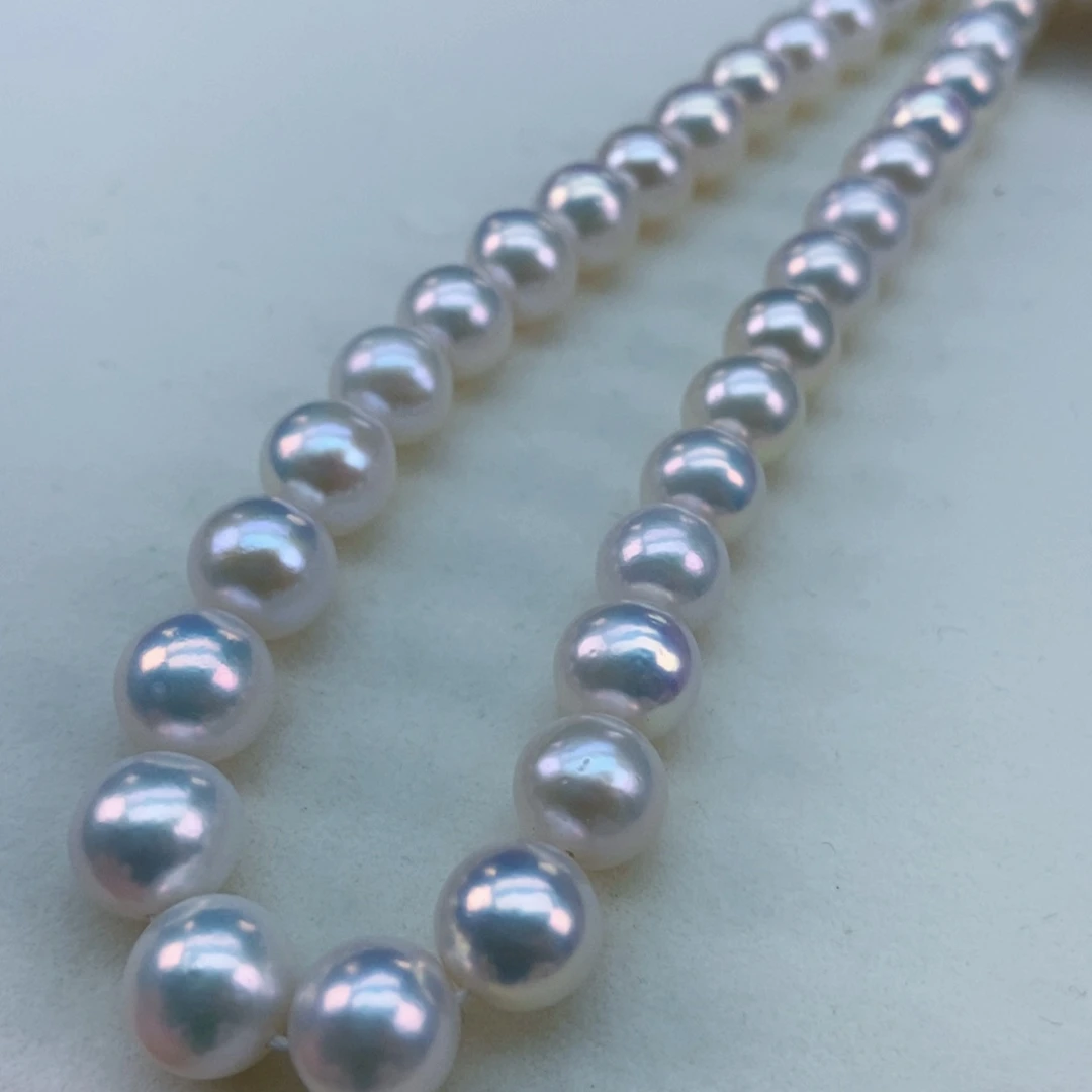 9银蓝炫彩干净油亮淡水珍珠银S925镶嵌