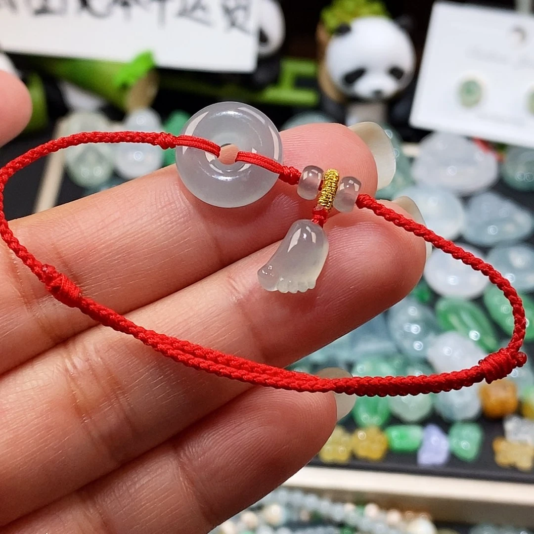 翡翠未镶嵌颈饰平安扣脚丫手绳15