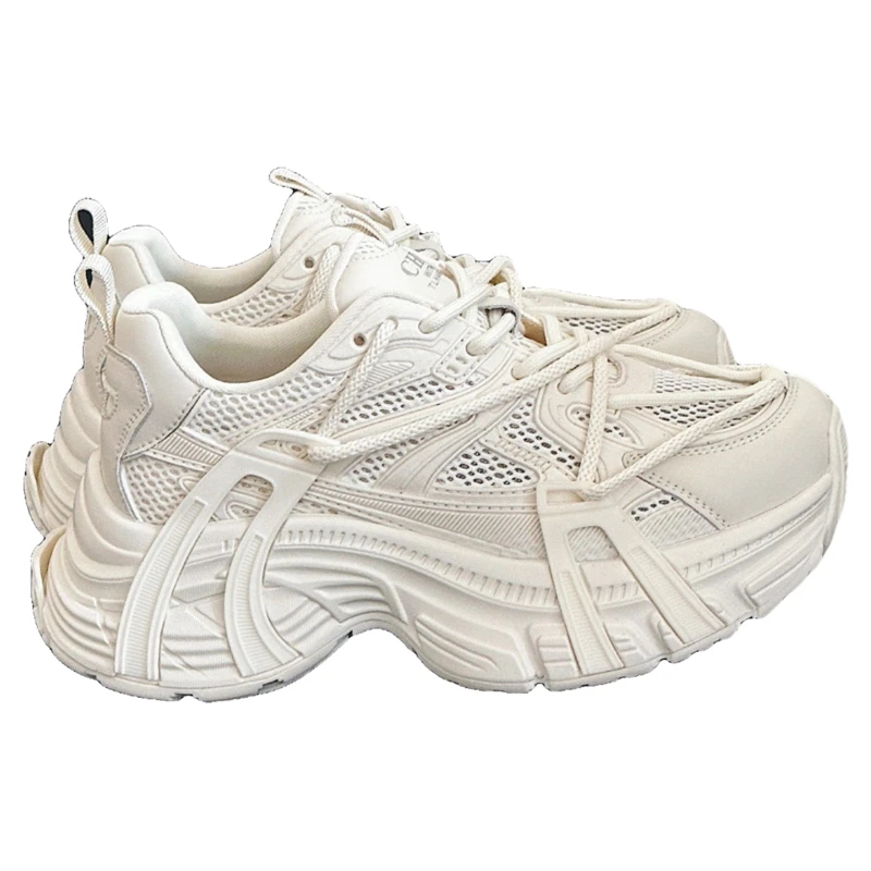 雪芭妮2025春季新款厚底轻便老爹鞋女百搭增高休闲运动跑步鞋潮