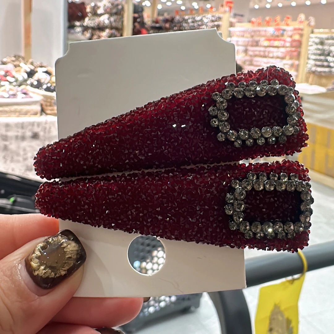 秋冬高级感红色满钻发夹女百搭前额刘海夹头饰