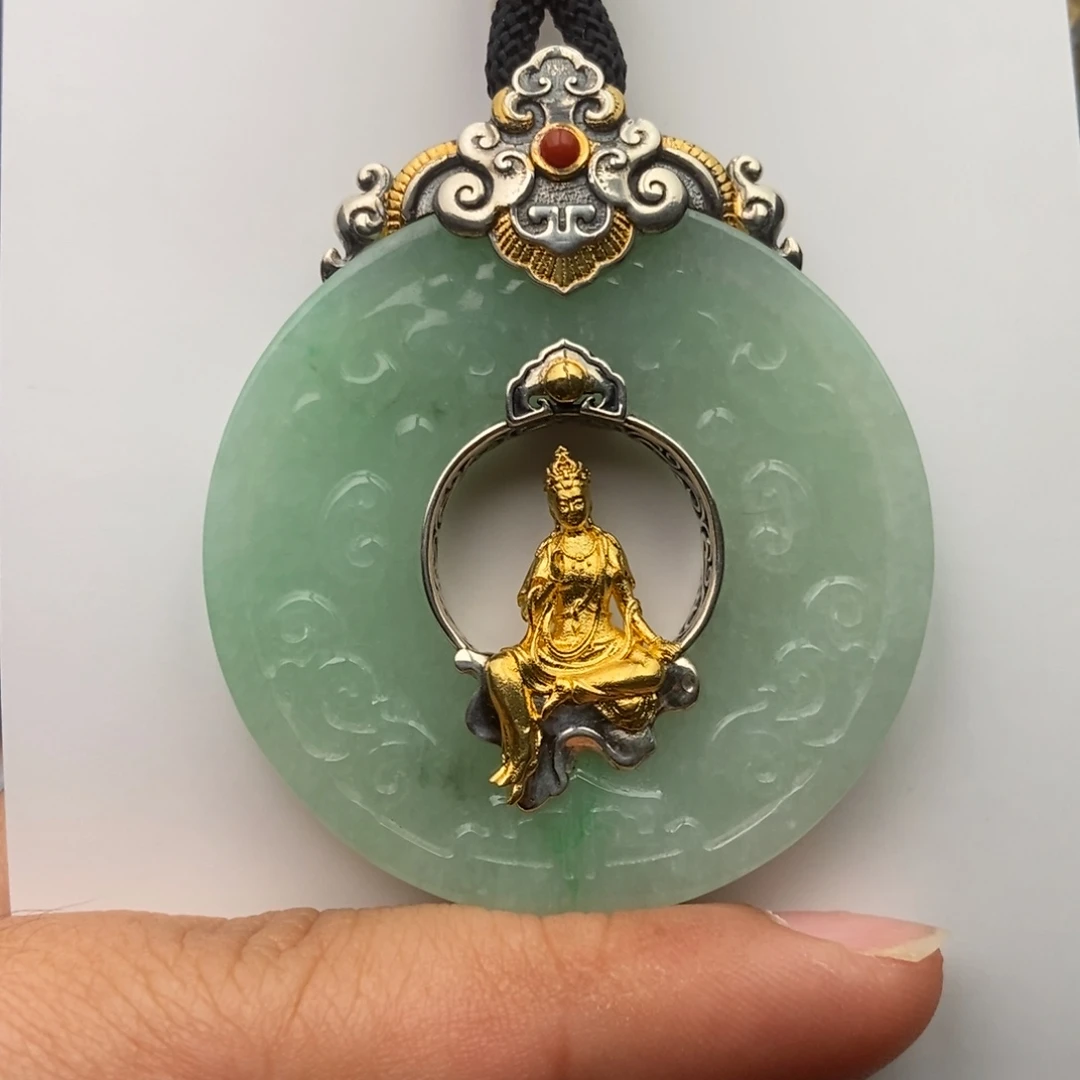 颈饰银S925镶嵌翡翠S925银翡翠饰品