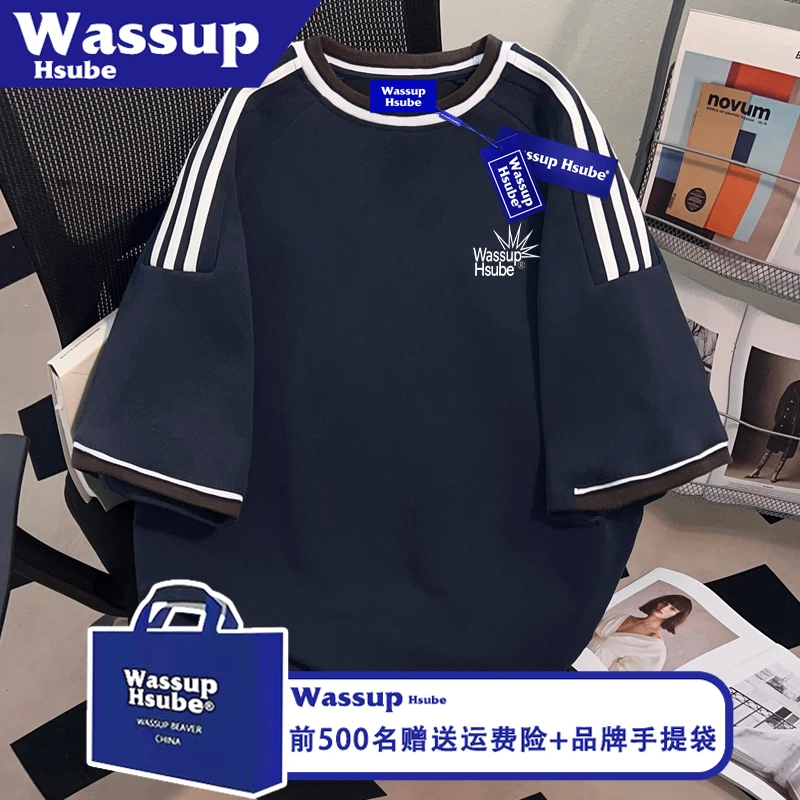 WASSUP HSUBE中性风夏季街头短袖炸街字母印花T恤ins男女纯棉上衣