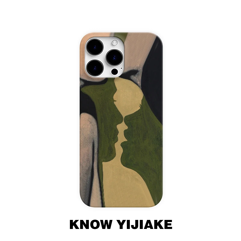 深情对望适用苹果16pro情侣手机壳15promax小众14/13创意12/11ins