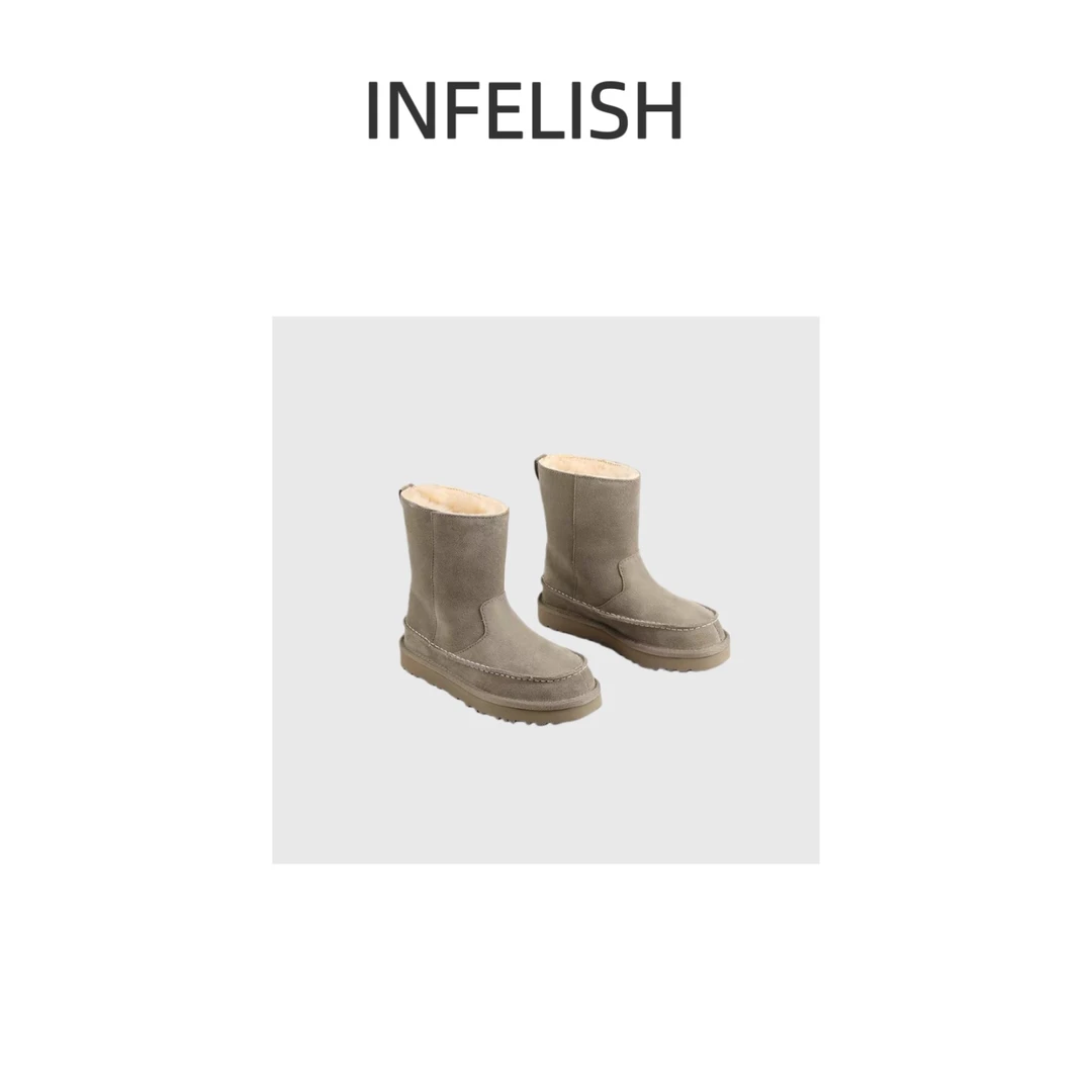 晓夏自制 “火炉雪地靴”镇场战靴！重磅羊皮毛一体*手工缝线中筒靴