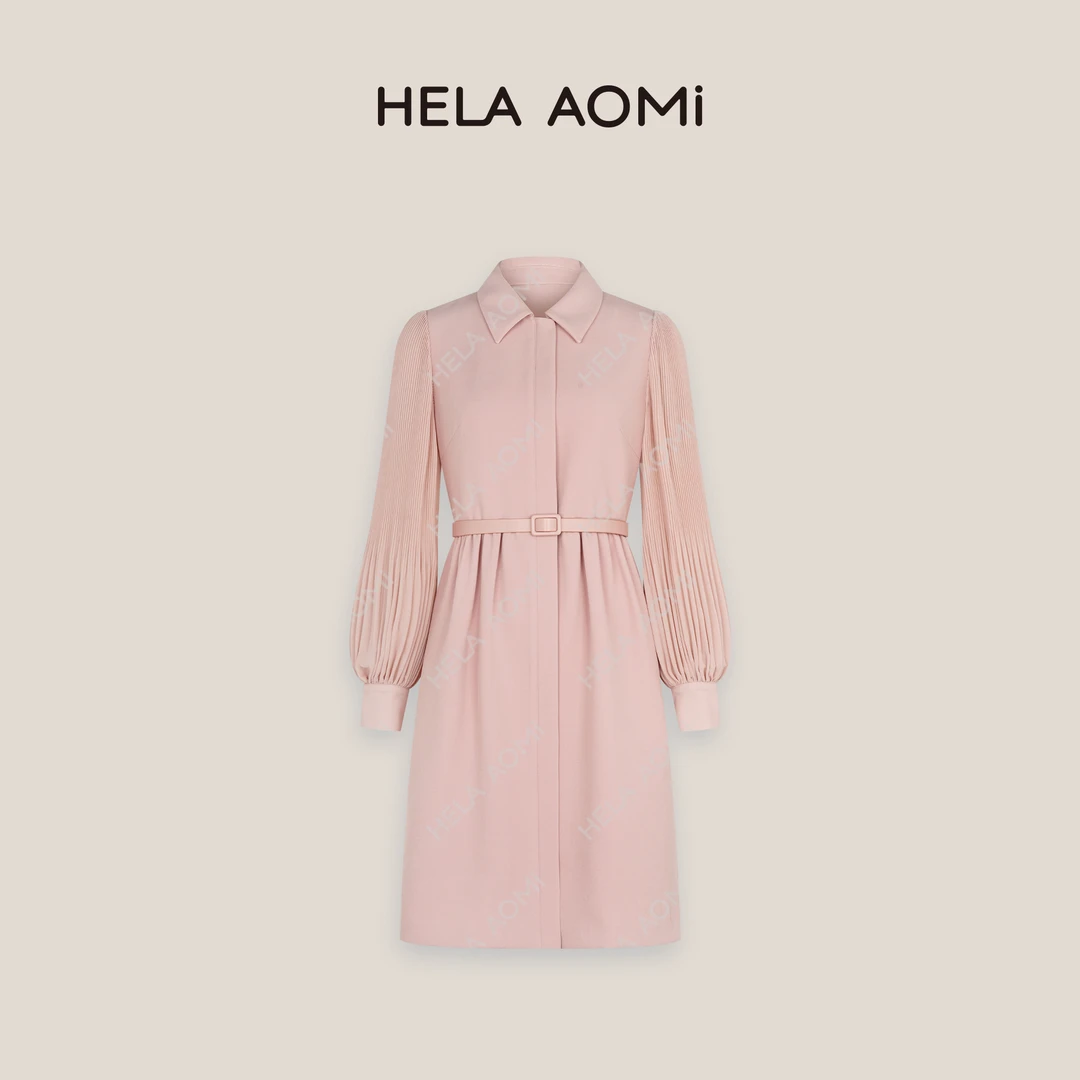 HELAAOMI “沁粉佳人”气质高级感显瘦减龄中长款连衣裙CY4DX72159