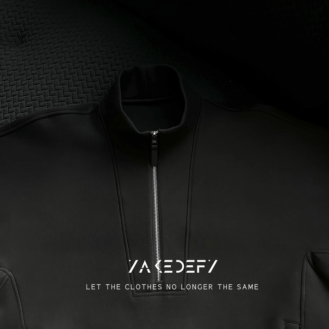 YAKEDEFY 黑武士 | 重磅定制雾面质感立裁半拉链高奢立领时装卫衣