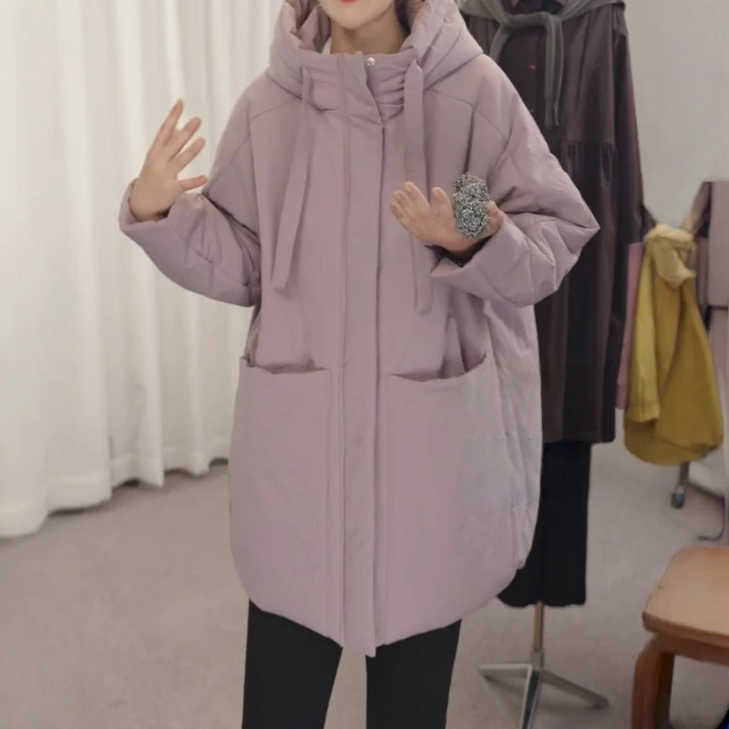 设计感棉服外套2025新款秋冬连帽宽松显瘦洋气百搭中长款棉衣棉袄