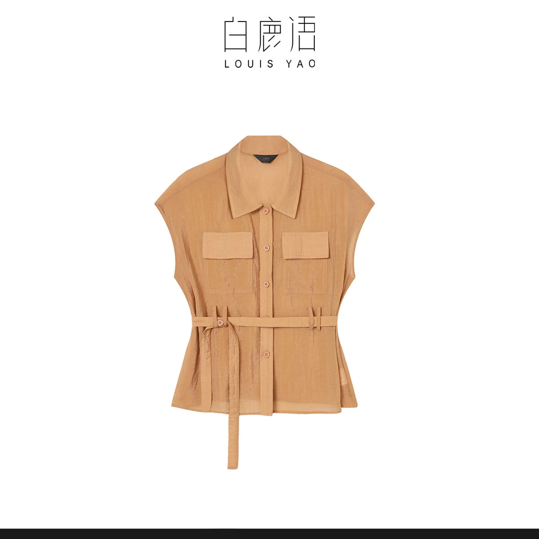 【商场同款新品】白鹿语百搭纯色立体口袋衬衫上衣YU20653