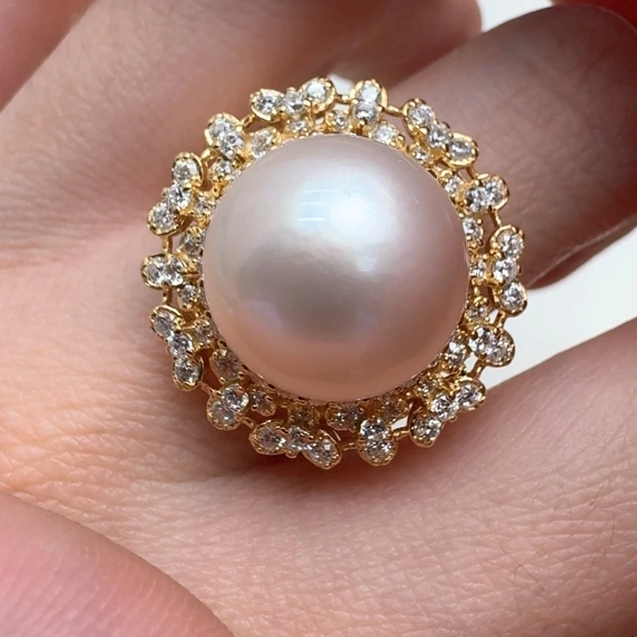 拼合珍珠（马贝珠）戒圈银S925镶嵌