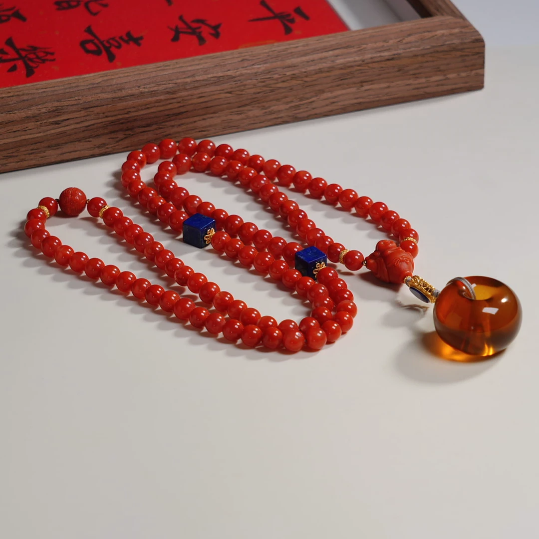 天然南红7m+DIY项链