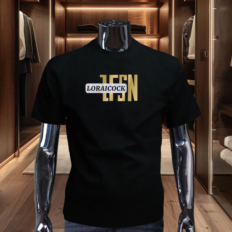 罗乐公鸡夏季男士短袖体恤T恤宽松新款印花半袖潮流休闲上衣圆领