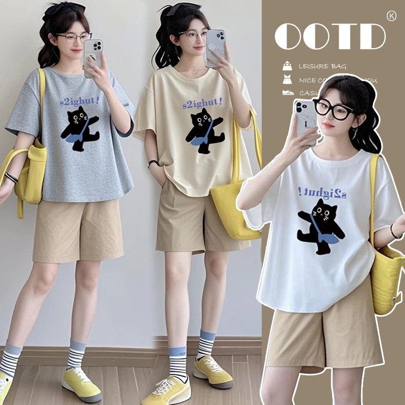 孕妇上衣套装夏季外穿薄款时尚短袖短裤两件套