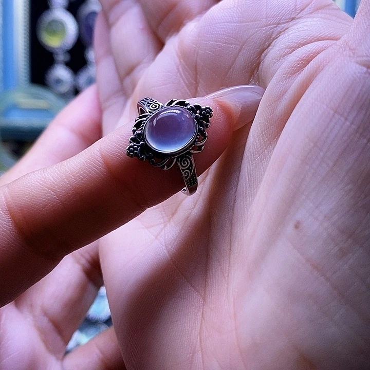 岫玉银S925镶嵌戒指