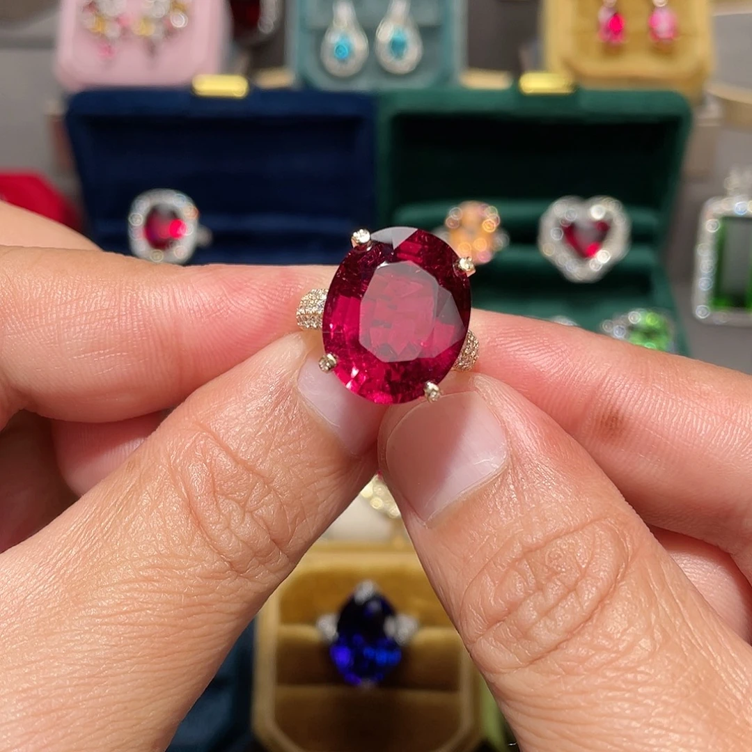 戒指碧玺18K金镶嵌15.7ct