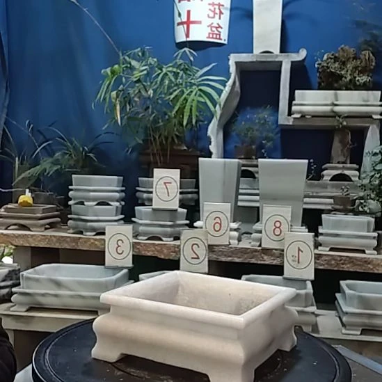 开然大理石花盆16X16