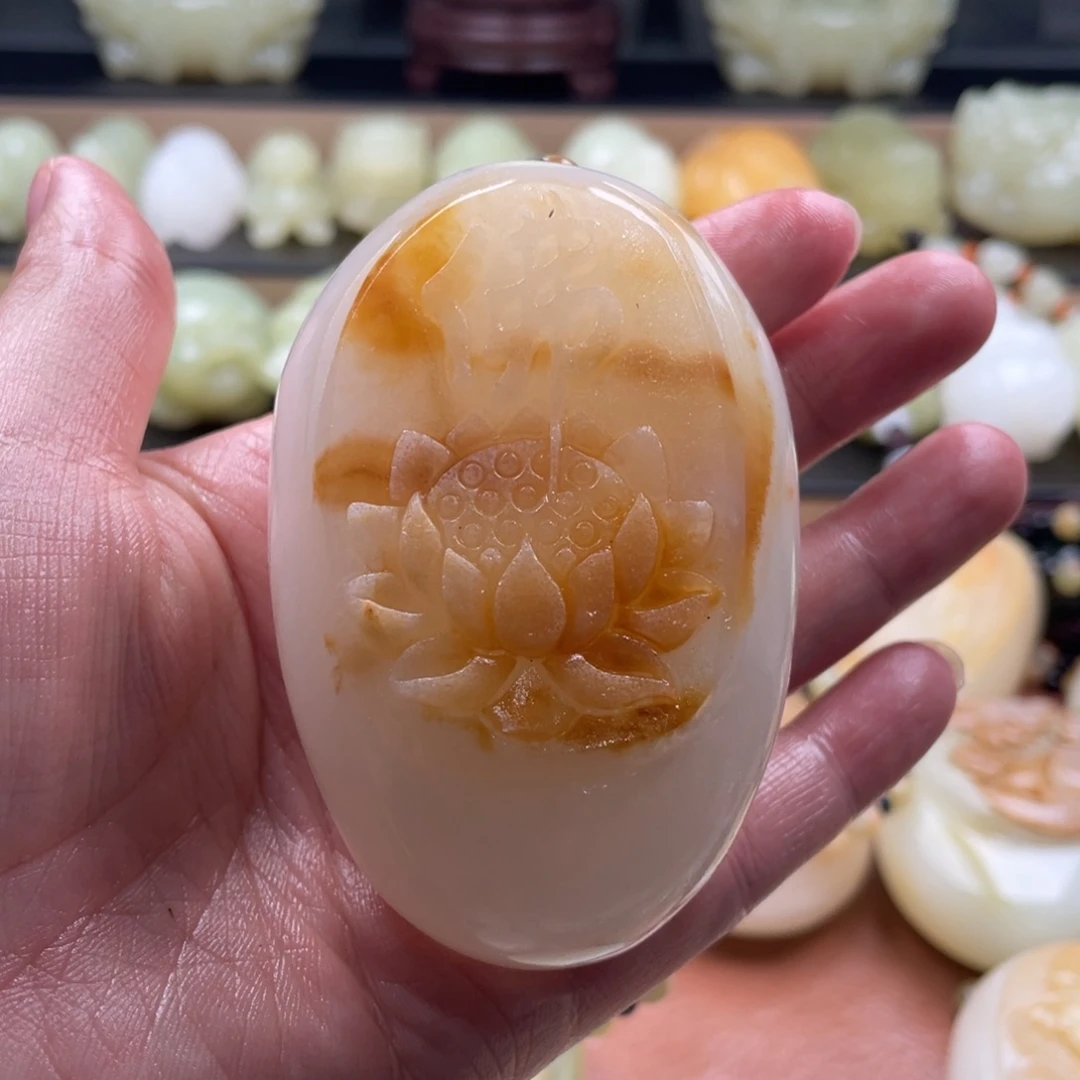 好***了石材天然古青石手把件