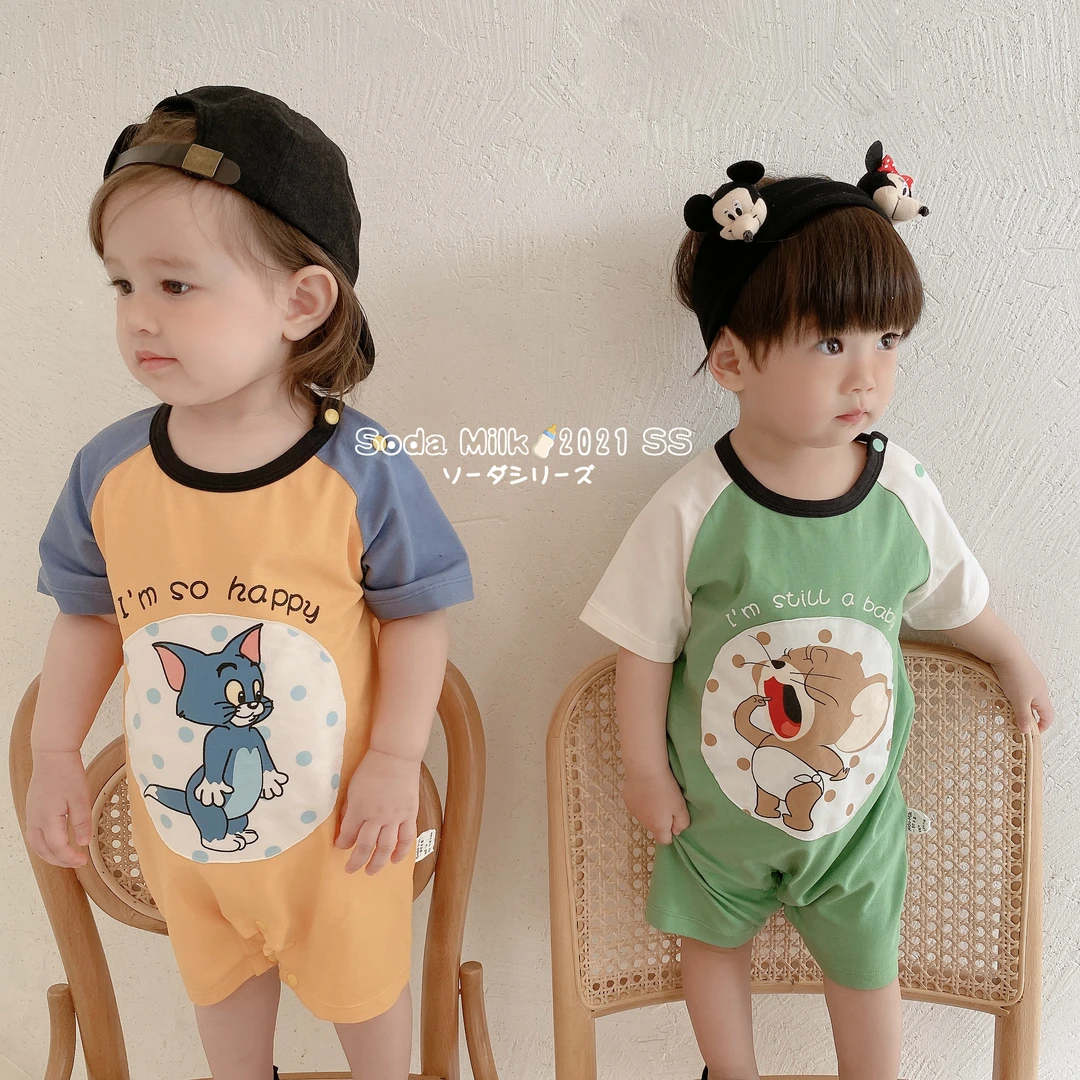 苏打牛奶夏装冰感棉爬服婴儿衣服可爱卡通居家外出打底连体衣A类