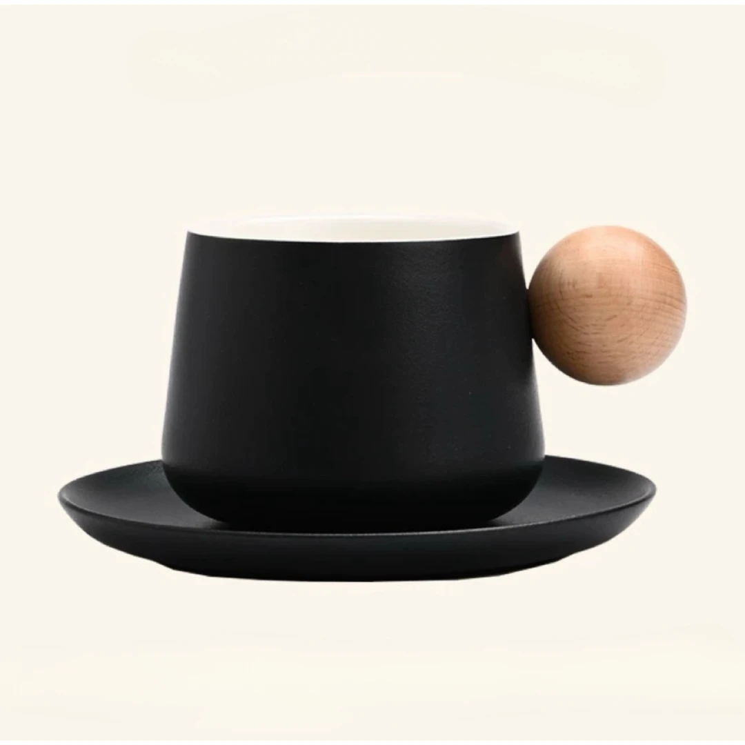 纯黑一杯一垫咖啡杯@@H53