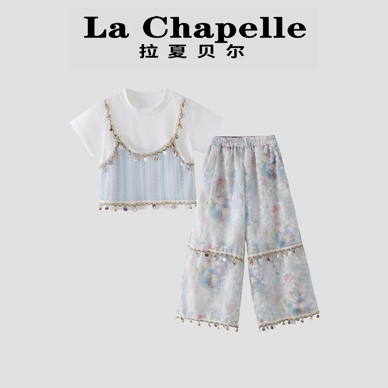 La Chapelle【拉夏贝尔】波西米亚新款民族风俩件套T恤蕾丝裤LD799