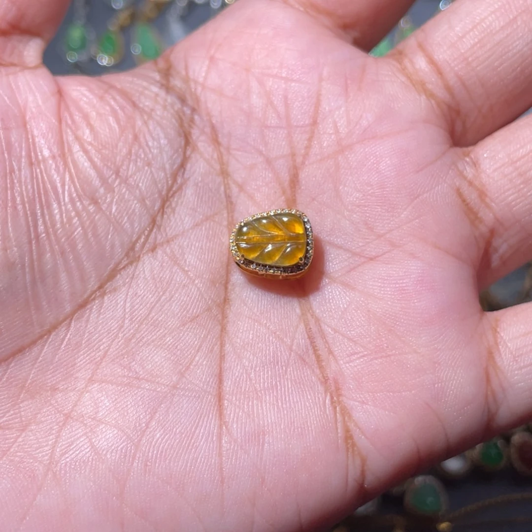 吊坠(不含链)18K金镶嵌翡翠