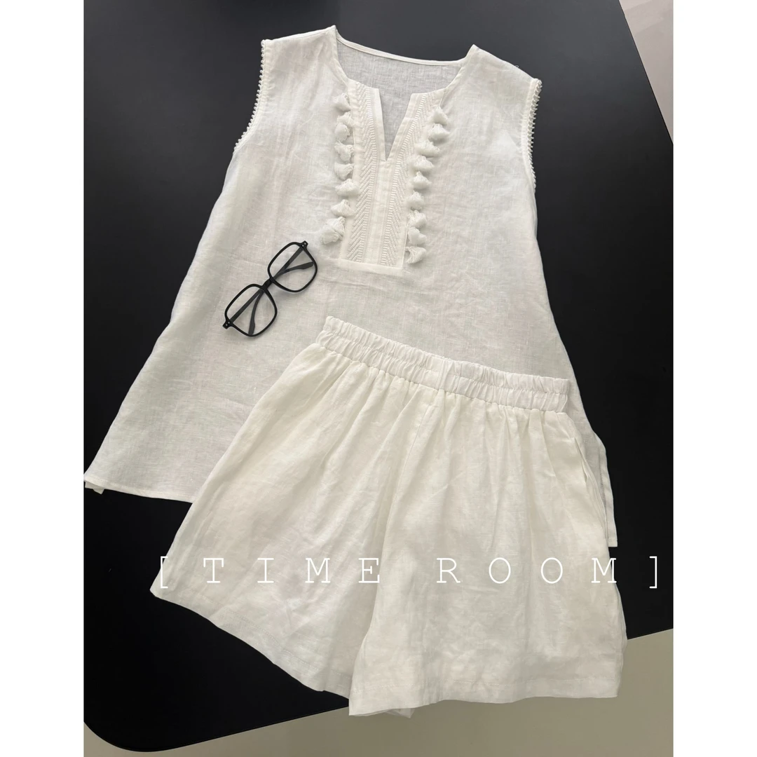 2025夏和季新品重工亚麻套装