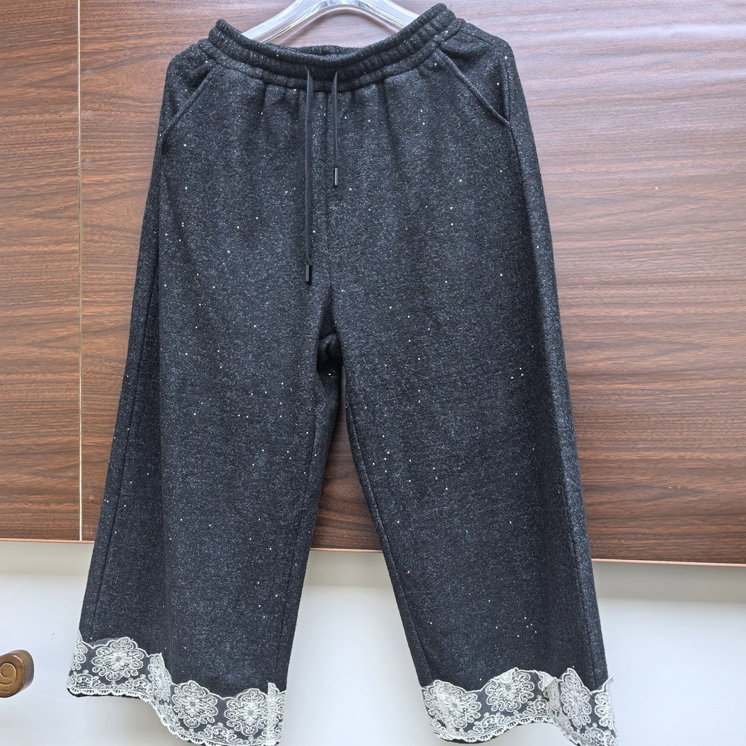 31205黄姐定制秋冬满天星宽松阔腿休闲裤-裤长88